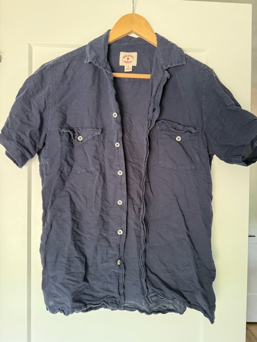 Brooks Brothers Navy Short-Sleeve Casual Button-Down Shirt